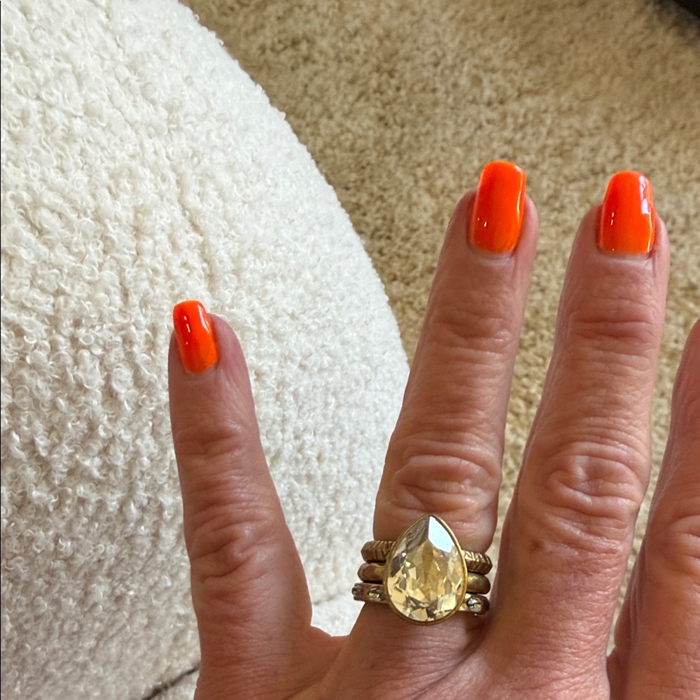 Silpada Brass/Gold-Tone Trio Ring Set with Clear Faceted Stone - Picture 6 of 6